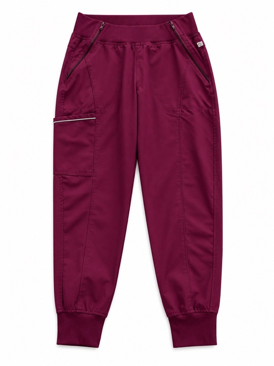 Cherokee Pants - CHEROKEE INFINITY JOGGER SCRUB PANTS WOMENS XSMALL PETITE WINE ZIP POCKETS